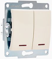 Выключатель с подсветкой без рамки Lezard Karina 2-кл. кремовый  картинка